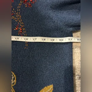 Vtg Alfred dunner Womens Navy Blue Autumn Sunflower Pullover Sweater cotton M thumbnail 7