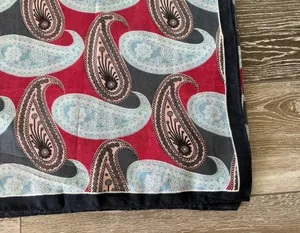 NWT Beautiful Paisley Print Long Scarf Wrap Sarong Blues Burgundy Print thumbnail 3