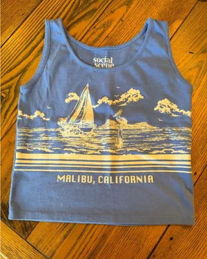 Blue Tank with Malibu CA logo, Size M Size M thumbnail 1