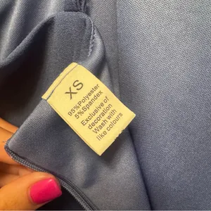 NWT Gray/Blue Spaghetti Strap Asymmetrical Midi Dress – XS‎ thumbnail 6