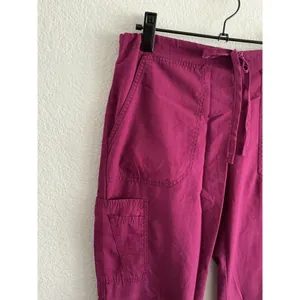 Scrubstar‎ Cargo Scrub Pants XS Wine Burgundy Drawstring Elastic Waist Medical thumbnail 2
