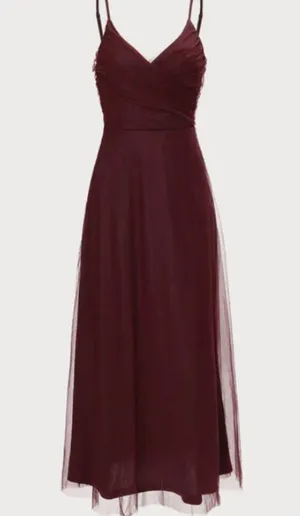 RIHOAS The Wine Red V Neck Mesh Wrap Maxi Dress 04 thumbnail 7