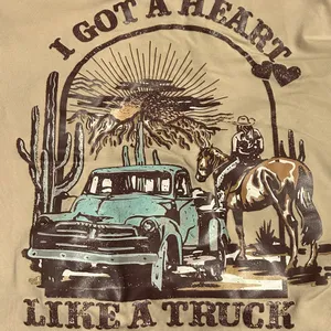 SheIn 2XL Western Tan Graphic T-Shirt thumbnail 2