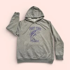 Graphic Gray Hoodie with Purple Print medium thumbnail 1