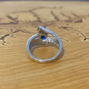 Sterling Silver Sapphire Bypass Ring Size 5.25 thumbnail 4