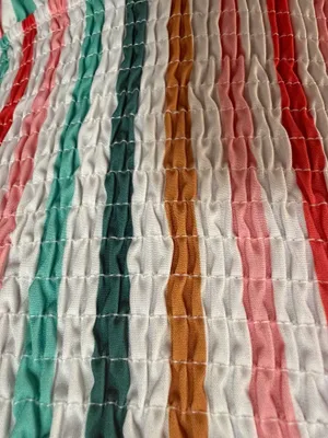Shein Rainbow colorful Candies Stripe Cami Maxi Dress w-Green Ribbon straps -Small. Super cute, gently warn and excellent condition. Measurements approximately 13” from armpit to armpit x 46.5”” long. Non-smoking home. Priced to sell at as is condition. Don’t like my price, make reasonable offer! thumbnail 5