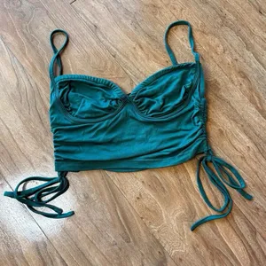 Teal Ruched Crop Top Green Size M thumbnail 1