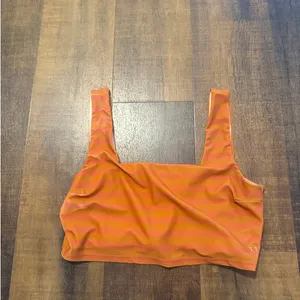 Albion Fit Bikini Top Orange Pink Stripe Square Neck Swim Size L thumbnail 8