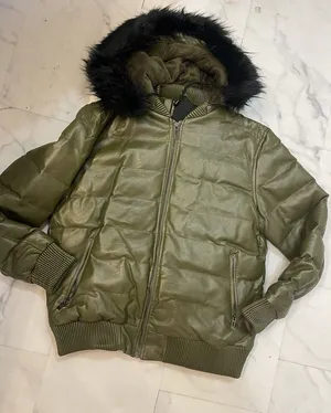 Men's Olive Green Jacket Robert Phillipe Jacket‎ Removeable Fur Hood thumbnail 1