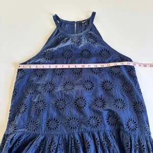 Madewell Floral Eyelet Embroidered Drop Waist Maxi Dress Women's XS NEW Navy thumbnail 4