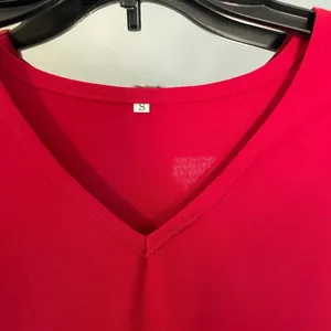 Red‎ Womens Solid Long Bell Sleeve V-Neck Tiered Babydoll Mini Dress Size Small thumbnail 5