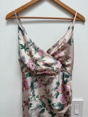 Baltic Born Annabel Satin Maxi Dress Sleeveless Floral Pink Green S thumbnail 6