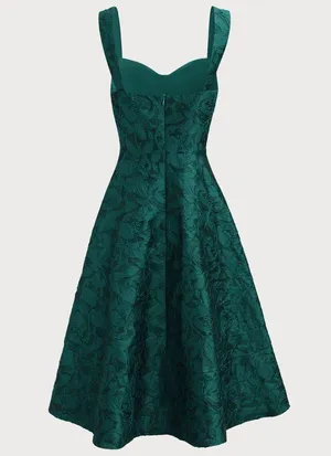 Rihoas Green Sweetheart Neck Jacquard Midi Dress thumbnail 6