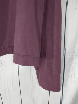 Athleta Long Sleeve Crewneck Relaxed Cropped Boxy Loungewear Top Plumberry thumbnail 6