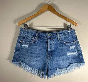 Free People We The Free Denim Cut Pff Mini Distressed Shorts Size 28 thumbnail 2