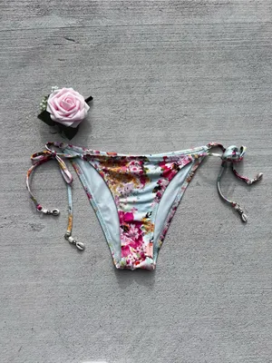 Zimmermann Mint Floral And Birds Side Tie Woman’s Bikini Bottoms size 2-4 thumbnail 2