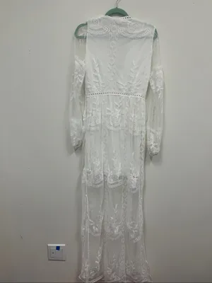 New with tags Wicked AF White Sheer Dress with Embroidered Trim Size M thumbnail 4
