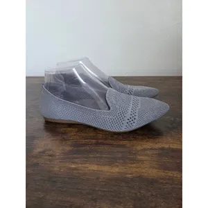 Gray Knit Pointed Toe Ballet Flat Shoes Slip On Preppy Comfy Office School 6 thumbnail 4