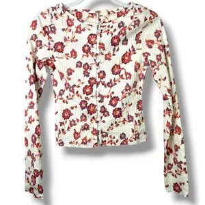 NEW Free People Tilly Tea Combo Ivory Floral Button Front Cotton Long Sleeve Top thumbnail 5