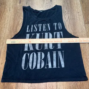 Nirvana Listen To Kurt Cobain Graphic Muscle Tank Top Black Womens Large Grunge thumbnail 4