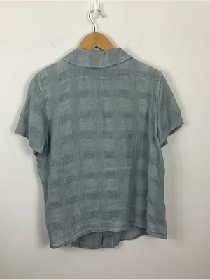 Flax Short Sleeve Button Down Linen Shirt Size Small thumbnail 3