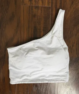 White Crop Top W/Cups built in thumbnail 1