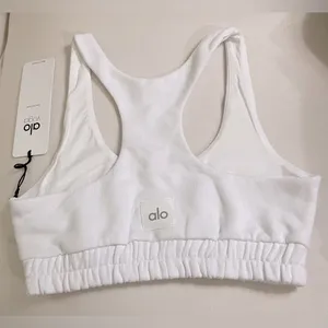 NWT Alo Yoga Scoop Neck Sweatshirt Bra White Size XS thumbnail 5
