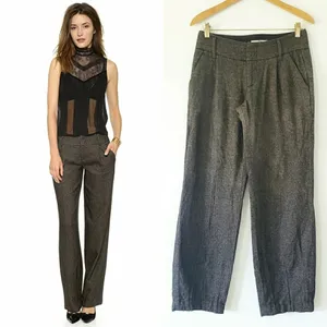 2 Pants Trouser Alice + Olivia Herringbone Wool 31"in Dark Academia Old Money thumbnail 2