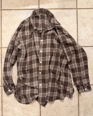 Hennes & Mauritz Brown & Cream Plaid Oversized Button-Up Shirt thumbnail 1