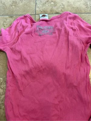 Harley-Davidson Pink Long Sleeve Ribbed Tee with Rhinestone Logo thumbnail 2