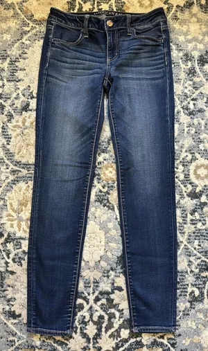American Eagle Jegging Jeans Women’s 10 Tall Blue Super Stretch Denim Super Low thumbnail 1
