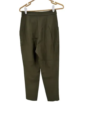 Lulu's Olive Green Tailored Pleat Trousers S office professional casual neutral thumbnail 2