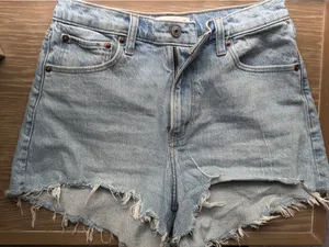 Abercrombie and Fitch denim curve love shorts. thumbnail 1