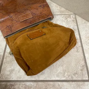 Patricia Nash Brown Leather Discovery Map Print‎ Foldover Clutch Bag Handbag thumbnail 8