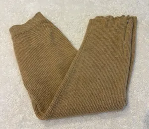 FP Movement Womens Ribbed Flare Knit Pants Tan Sz S Boho Indie Costal Casual thumbnail 1