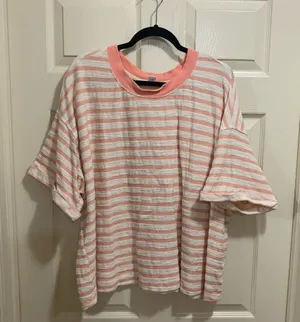 Old Navy short sleeve coral stripe textured shirt size 3X thumbnail 1