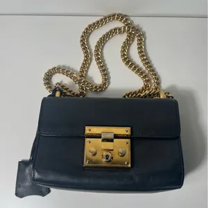 Gucci GG Black Leather Small Padlock Shoulder Bag Purse thumbnail 5