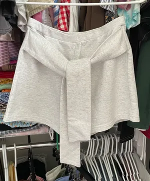 Boutique Grey Tie Front Shorts Gray thumbnail 1