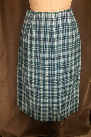 Vintage wool plaid pencil skirt thumbnail 6