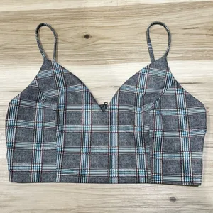 Privy Privately Privileged Plaid Strappy Tank Crop Top Women’s Large thumbnail 1
