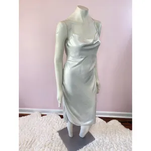 EXPRESS Metallic Cowl Neck Cross Back Midi Slip Dress thumbnail 6