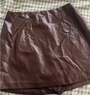 Abercrombie and Fitch Brown Vegan Leather Skort thumbnail 1