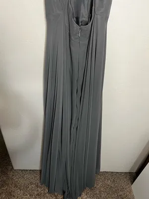 Azazie‎ Avelina Steel Gray Chiffon Maxi Dress thumbnail 9