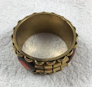 LG Gold Brick Egyptian Ancient Wrist Cuff Bangle thumbnail 4
