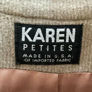 Vintage 80s Karen Peters Beige Wool Cashmere Peacoat USA L thumbnail 8