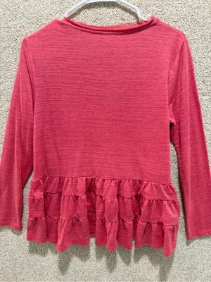 Anthropologie deletta baby doll top long sleeve marled ruffles feminine boho S thumbnail 2