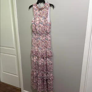 FSL Apparel floral print ruffled halter top maxi dress thumbnail 2