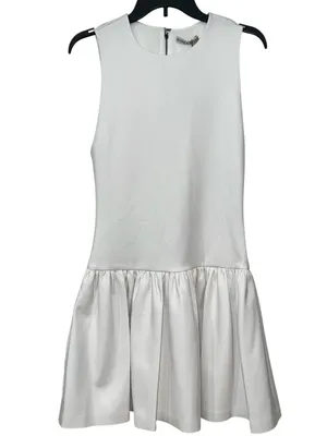 Alice + Olivia Ella Faux Leather Drop Waist Mini Dress White Size 8 NWT thumbnail 4