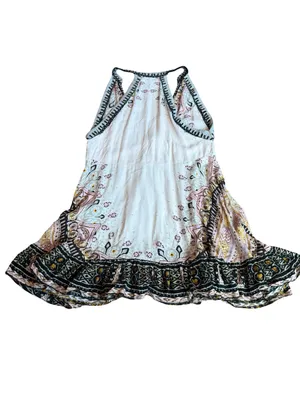Free People Pink Black Boho Paisley Halter Mini Dress Sleeveless Small Women's thumbnail 8
