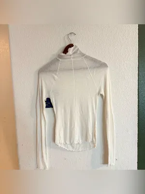 Free People Intimately Womens Shirt White Lightweight Waffle Knit Size XS thumbnail 2